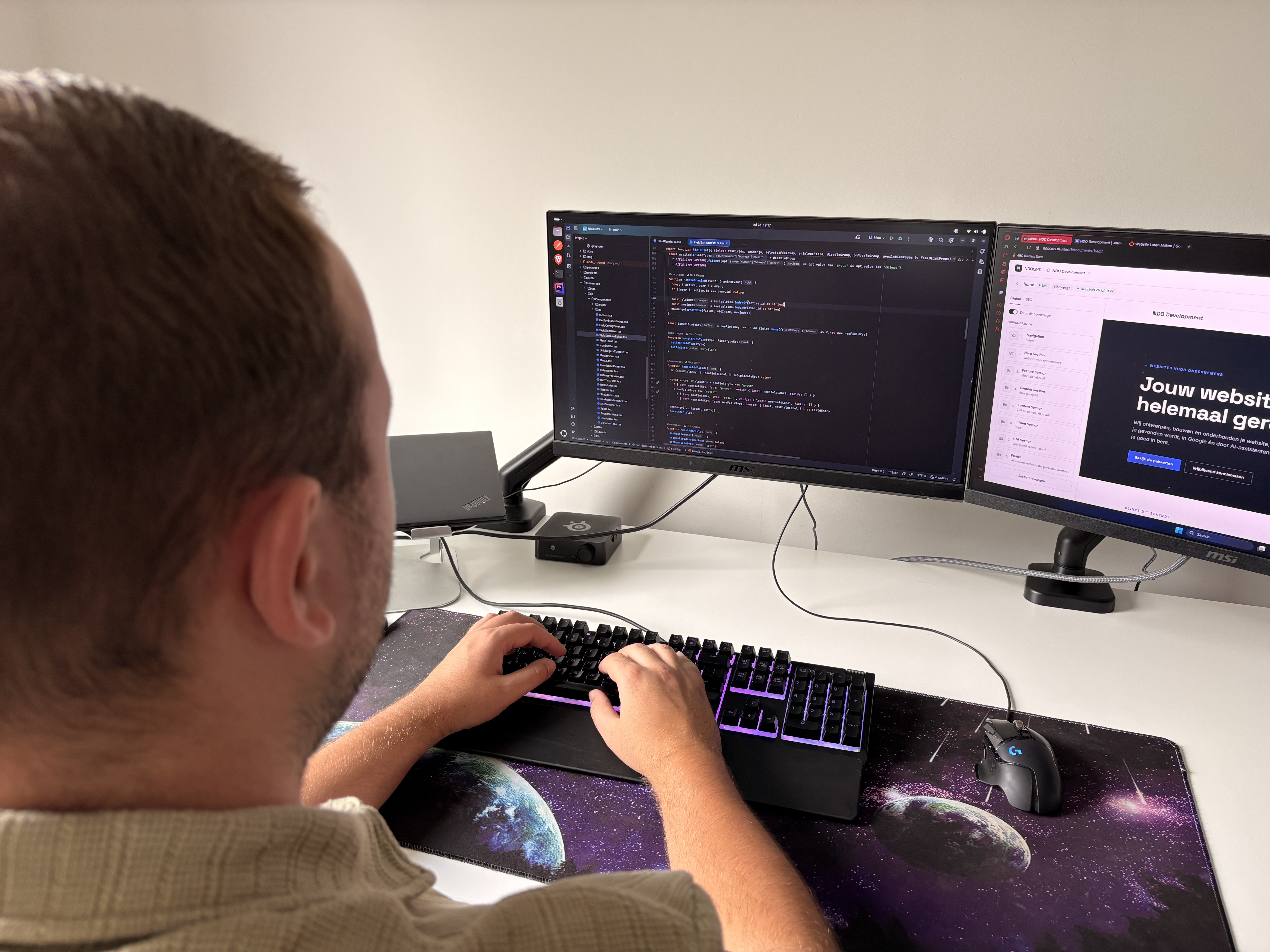 Nick bezig met optimaliseren van het NDOCMS.